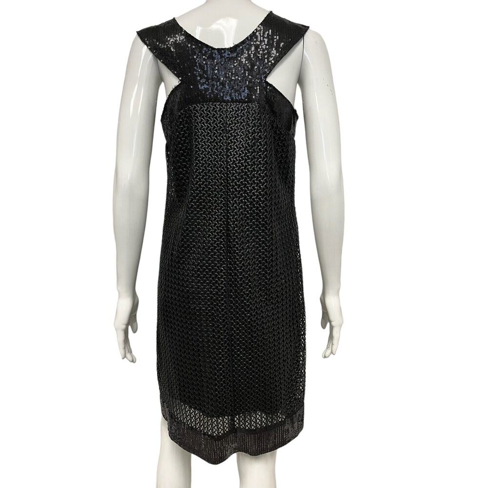 PHILOSOPHY DI ALBERTA FERRETTI Black Sequin Faux Leather Sleeveless Dress 40 - Picture 2 of 5